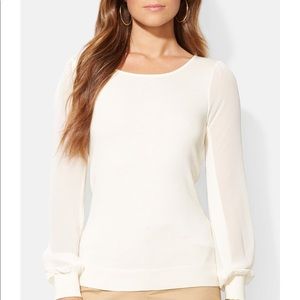 Lauren sheer sleeve sweater, cream.  Sz PXS. NWT.